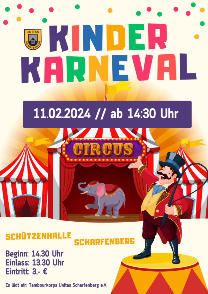 Plakat Kinderkarneval 2024 in Scharfenberg