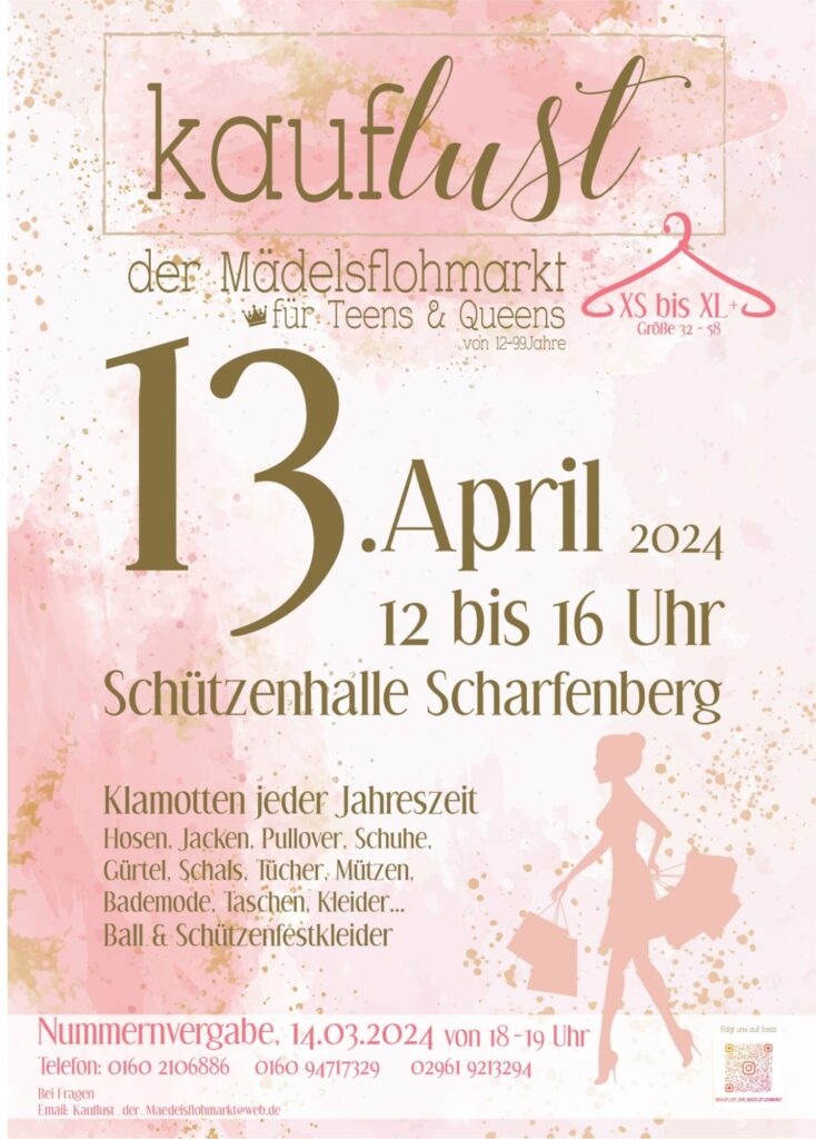Plakat Kauflust der Mädelsflohmarkt 2024 in Scharfenberg