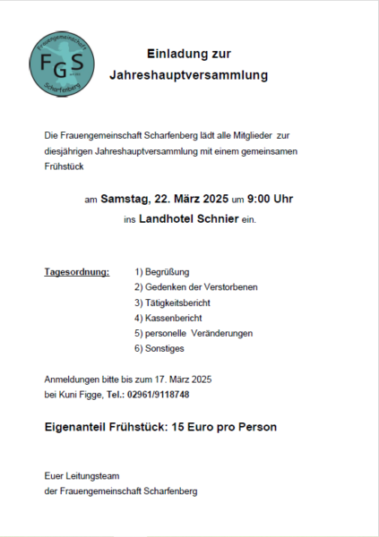 Frauengemeinschaft, Jahreshauptversammlung