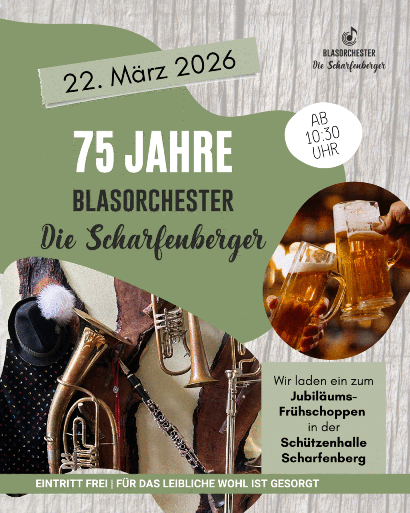 Plakat Jubiläum 75 Jahre Blasorchester "Die Scharfenberger"