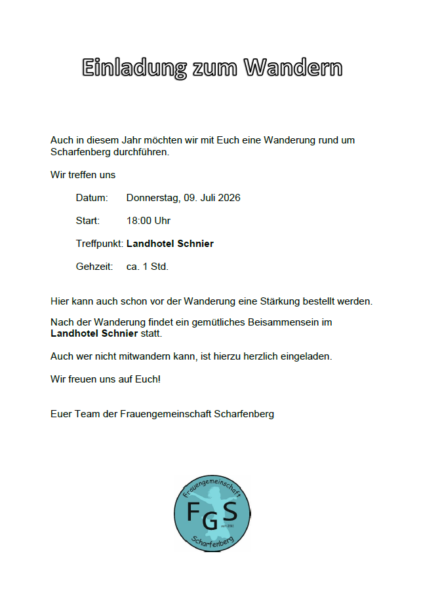 Wanderung Frauengemeinschaft Scharfenberg